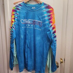 Vintage Maui Stella Blues Cafe Hawaii L/S Shirt New L - Tie Dye NEW- festivals!